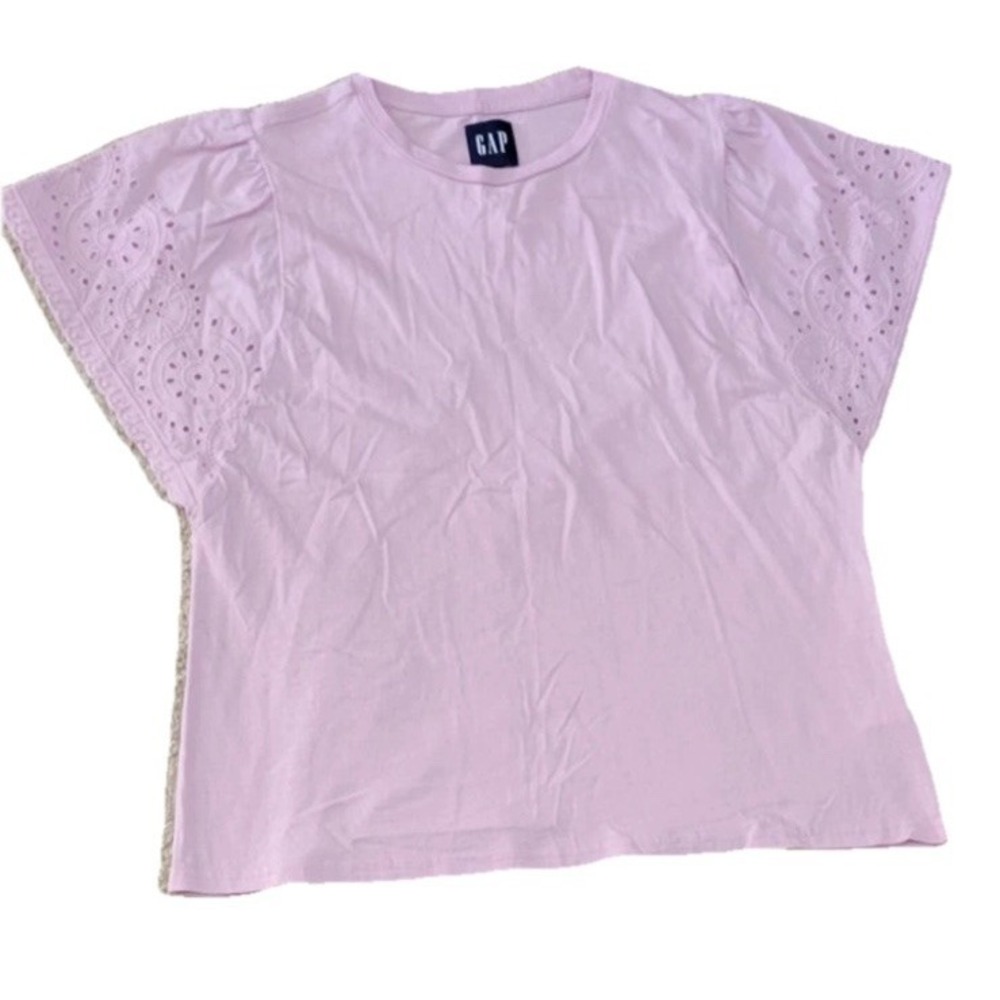 GAP Knit Top‎ Women's M Winsome Orchid Lilac Flutter Eyelet Sleeve